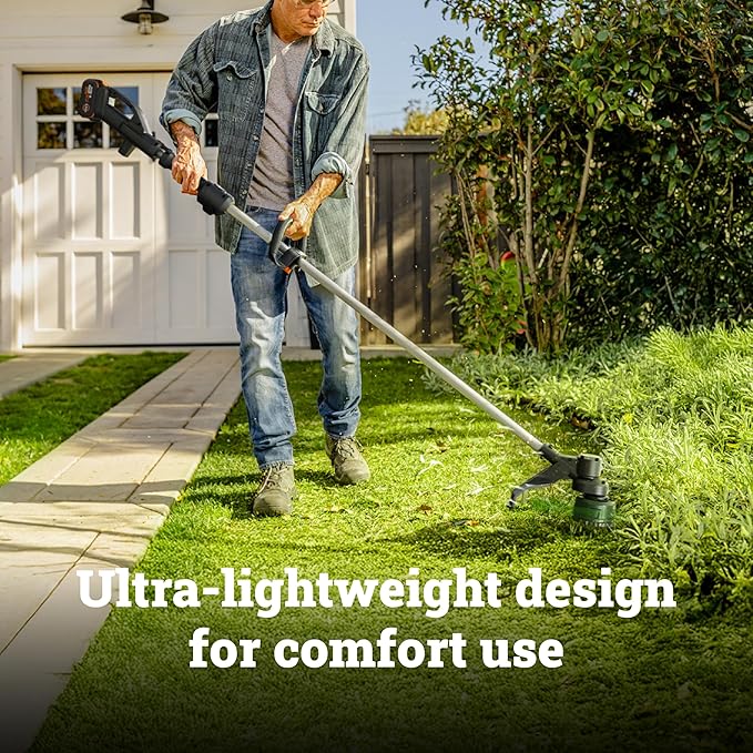 WORX Cordless String Trimmer, 20V 13''-15'' Weed Wracker with Brushless Motor 2.0, 21 cc Gas Equivalent, Quick-Line Reloading, Tool Only