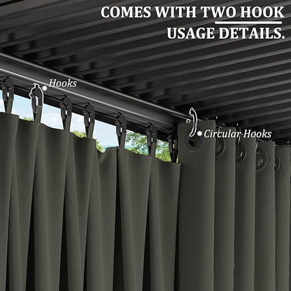 Gazebo Universal Replacement Privacy Curtain,12'×16' Gazebo Outdoor Waterproof Curtains, 4-Panels Sidewall Curtains with Double Zipper for Patio Canopy, Garden and Backyard (Curtain Only)