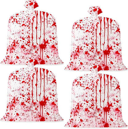 CNhoqc Halloween Lawn Leaf Bags - 16Pcs Halloween Bloody-Themed Thick Plastic Garbage Bags with Twist Ties, Fall Yard Leaf Trash Equiement, Reusable Plastic for Garden Outdoor Decorations Party Favor