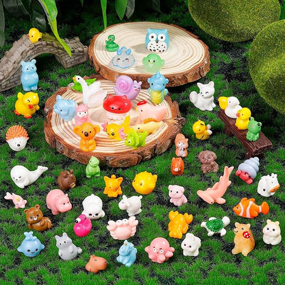 200 Pcs Mini Resin Animals Colorful Mini Animals Figures in Bulk Miniature Little Small Animals Figurines for Fairy Garden Landscape Dollhouse Accessories DIY Crafts Aquarium Decor