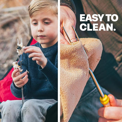 BEARCLAW Smores Sticks for Fire Pit - Accessories for Campfire Marshmallow Roasting Sticks Smores Kit Outdoor-Smore Skewers Hot Dog Fork For Outside, Camping Essentials Bonfire Gear Long 32" 8 Pack