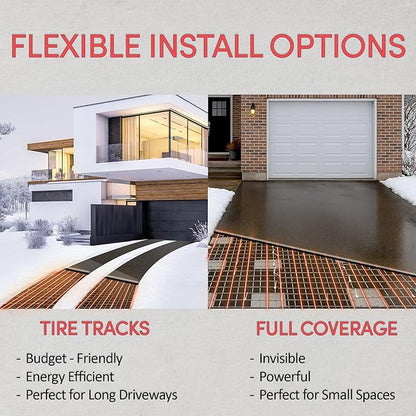 Electric Snow and Ice Melting Underground Cable 128 feet, Covers 42 sqft at up to 38 Watts/sqft, 240V – Radiant Heated Driveways, Walkways, Stairs – Installs Under Concrete, Asphalt, or Pavers