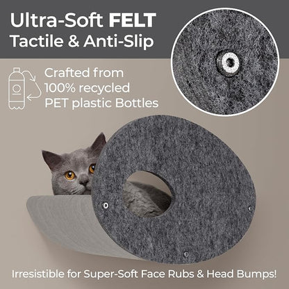 Accessory ADD-ON Curved Shelf Facade Covers Compatible with Cat Wall Shelves by Pryde Pets - 100% Sustainable PET Felt - Climber Sold Seperately - Cats Hammock Privacy and Safety Bumpers (Charcoal)