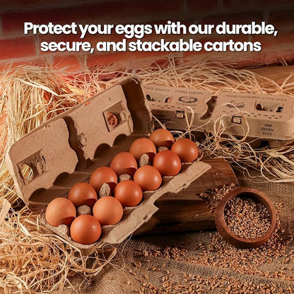 Egg Cartons - Pre Printed Paper Pulp Egg Crate - Reusable Egg Cartons 12 count, Dozen Eggs Containers, Lightweight Storage Crate for Farm Supply (Pack of 200)