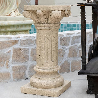 Decorative Roman Column Pedestal Column Plant Stand, Vintage European Style Classical Garden Pillar, Indoor Outdoor Decor, Pedestal Columns Plants Standing for Entryway Garden Yard Home (Sand/26.25"H)