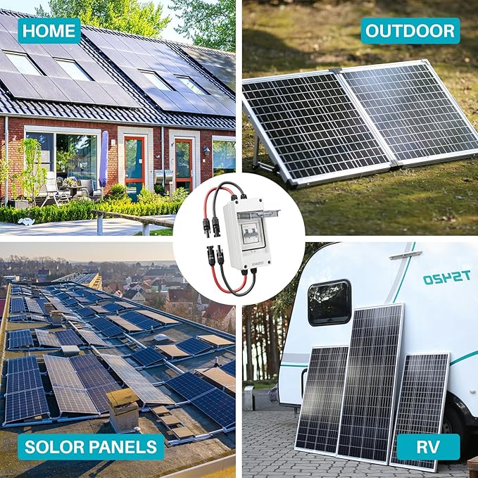 Solar Panel Disconnect Switch 10A 2P 400V Dc/AC Breaker Disconnect Box Outdoor Breaker Box Suitable for photovoltaic and Wind Energy Home Battery Systems (16 Amps)