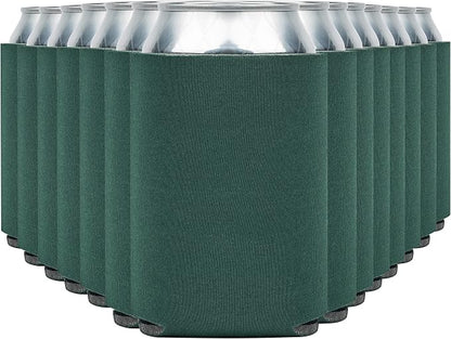 Blank Beer Can Cooler Sleeves (60-Pack) Soft Insulated Beer Can Coolies - HTV Friendly Blank Koolies in Bulk for Beer Cans & Bottles - Coolie Blanks for Vinyl Projects & Wedding Favors (Forest Green)