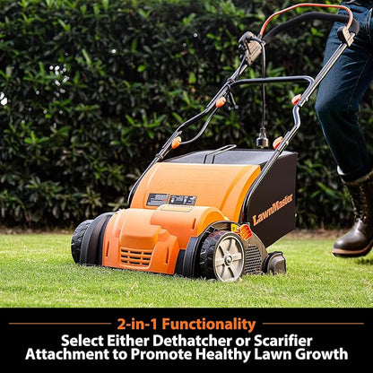 LawnMaster GV1314 Electric 15” 13 Amp Dethatcher and Scarifier