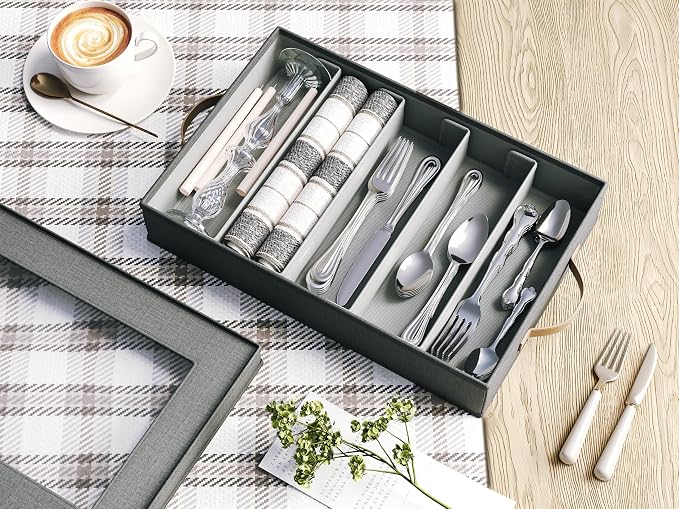 Hard Shell China Storage Containers – 8 Piece Set for Storing Dinner Plates, Salad Plates, Mugs, Quilted Dividers for Safe Moving and Seasonal Storage, Grey