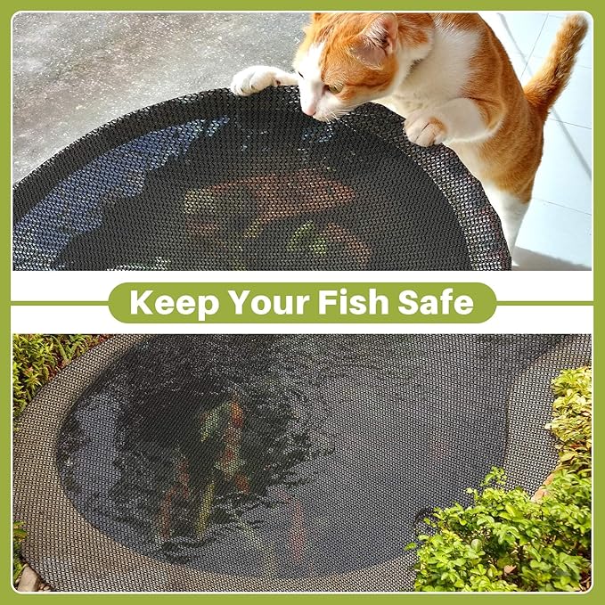Koi Pond Netting Kit 12 x 30ft, Heavy-Duty Pe, Bird Deer Fence Netting, Durable Net Cover for Leaves, Protect Fish from Blue Heron Bird, Cats & Predators, Stakes & Ties Included
