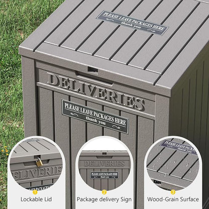 Package Delivery Box for Outside, Waterproof Outdoor Storage, Grey