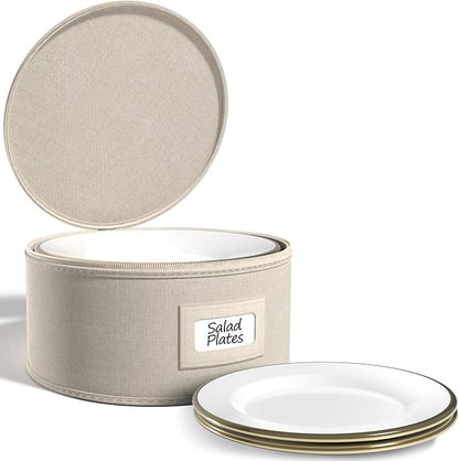 Sorbus China Storage Container – Dinnerware Organizer for Bowl Plate Storage with Lid (Holds Service for 12) with Felt Protectors – 9" x 6"