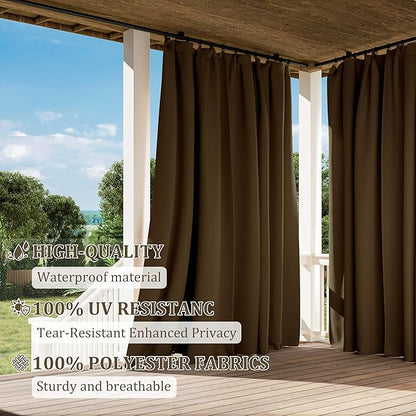 Gazebo Universal Replacement Privacy Curtain,12'×20' Gazebo Outdoor Waterproof Curtains, 4-Panels Sidewall Curtains with Double Zipper for Patio Canopy, Garden and Backyard (Curtain Only)
