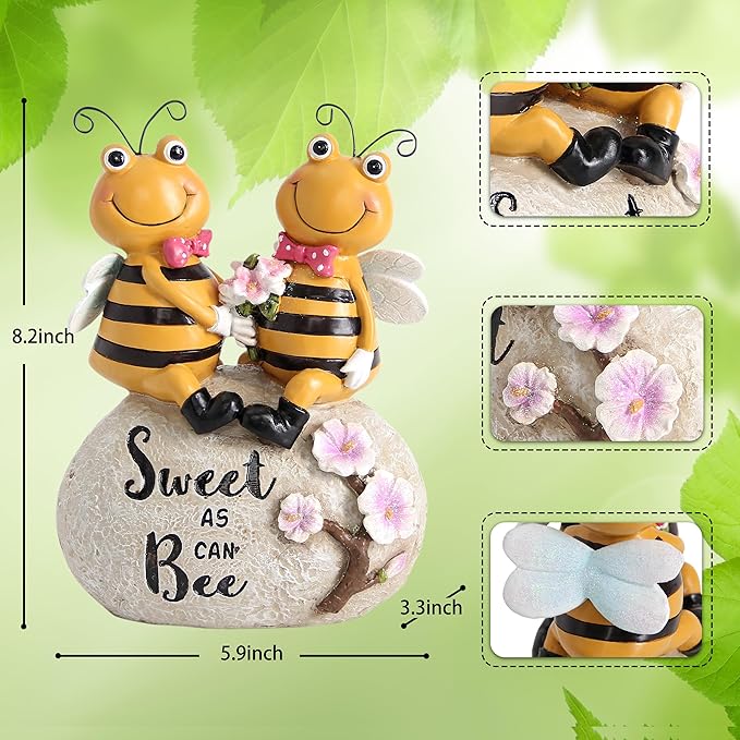 Leekung Bee Statue for Garden Decor,Honey Bee Gifts Spring Decor for Outdoor,Bumle Bee Figurines Decoration for Garden Patio Yard Lawn&Indoor Table Shelf Kitchen Home Decor,Best Gifts for Bee Lovers