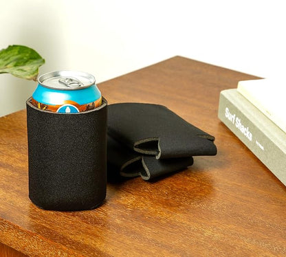 Blank Beer Can Coolers Sleeves (14-Pack) Soft Insulated Beer Can Cooler Sleeves - HTV Friendly Plain Black Can Sleeves for Soda, Beer & Water Bottles - Blanks for Vinyl Projects Wedding Favors & Gifts
