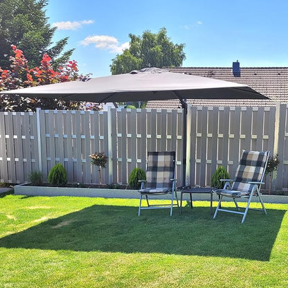 PURPLE LEAF 9' X 12' Left-right Tilt Patio Umbrella Outdoor Cantilever Swivel Rectangle Umbrella with Tilt Aluminum Offset Umbrella with 360-degree Rotation for Garden Deck Pool Patio Light Grey