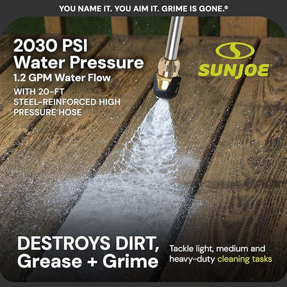 Sun Joe Electric Pressure Power Washer w/Dual Soap Tanks, 2030 PSI (PWMA Certified), 1.2 GPM, 13-Amp Motor - Heavy-Duty Cleaning Machine for Patios, Decks, & Sidewalks, SPX3000