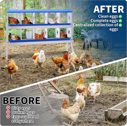 Chicken Nesting Box,10 Compartments Galvanized Steel Metal Chicken Laying Box with Roll Out Egg Collection,Wall Mount Chicken Nesting Boxes,Easy Egg Collection, Hen Roosting Boxes