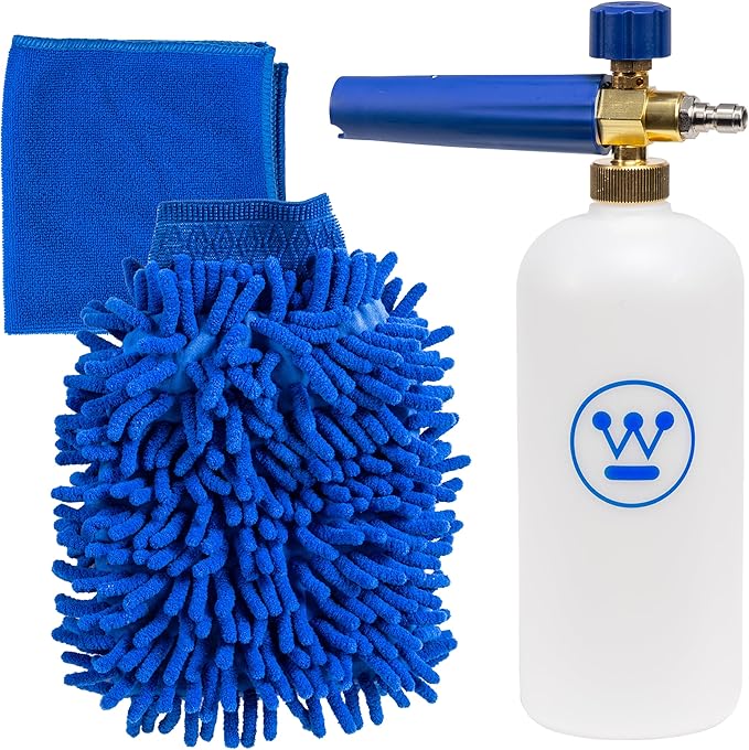 Westinghouse Auto Pressure Washer Accessory Kit; Auto Foam Soap Cannon with Quick Connect, Microfiber Wash Mitt, Auto Detailing Towel; Fits Most Gas and Electric Pressure Washers