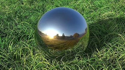 Lulu Decor, Size 14 Silver Stainless Steel Gazing Mirror Ball, Smooth Reflective Shiny Garden Decoration Globe
