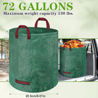 Reusable Yard Waste Bags, 72 Gallons Leaf Bags with Reinforced Handles,Heavy Duty Garden Waste Bag,Collapsible Trash Bag for Lawn Debris Leaves Grass Clippings(3 Packs)