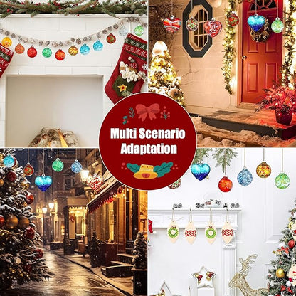 Hand Blown Glass Gazing Balls for Garden Hanging Friendship Balls Christmas Ball Ornaments for Xmas Tree Decoration (Green - A)