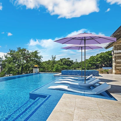 Midtown Umbrellas Push and Pop 9 Feet Outdoor Umbrella, Midtown Purple Polyester Fabric - Fiberglass Ribs Deck Patio Umbrella, Backyard Umbrella, Garden Umbrella & Pool Umbrella - Black Pole