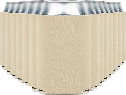 Blank Beer Can Coolers Sleeves (14-Pack) Soft Insulated Beer Can Cooler Sleeves - HTV Friendly Plain Can Sleeves for Beer Cans & Bottles - Blanks for Vinyl Projects Wedding Favors & Gifts (Sand)