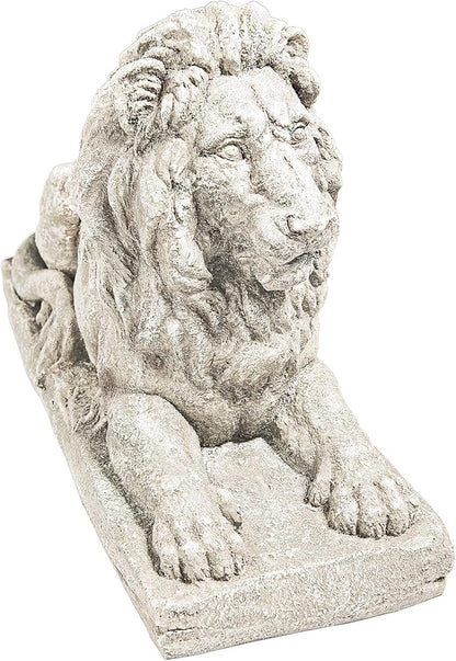 Design Toscano Lyndhurst Manor Lion Sentinel Outdoor Garden Statue, 27 Inch, Resin, Antique Stone Finish