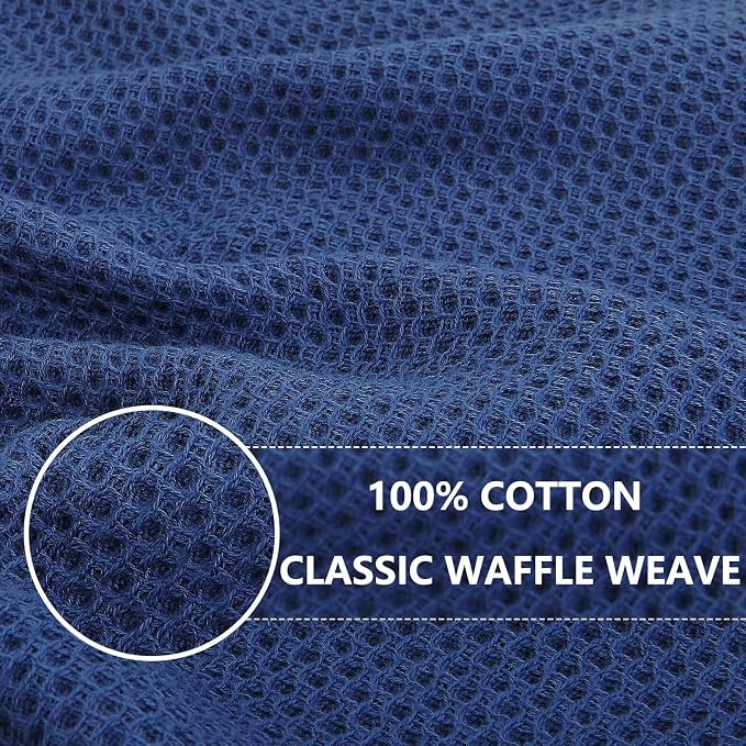 Homaxy 100% Cotton Oversized Waffle Weave Kitchen Towels, 5-Pack, Navy Blue | 20 x 28 Inches, Ultra Soft Absorbent Dish Towels, Quick Drying Large Cleaning Towels