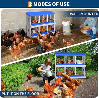 Nesting Boxes for Chickens, Chicken Coop Laying Boxes for Hens with Egg Rollaway System to Protect Eggs, 6/8/10-Hole Galvanized Steel Chicken Nesting Boxes Backyard Farm, Easy to Clean