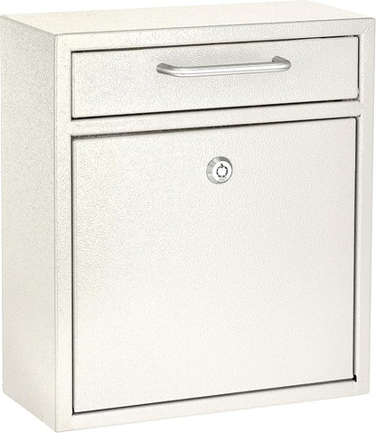 AdirOffice Ultimate Drop Box Wall-Mounted Mailbox - Hanging Secured Postbox - Durable Spacious Key - Perfect for After Hours Deposits Payments Key and Letter Drops (White, Large) (White, Large)