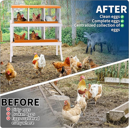 Nesting Boxes for Chickens, Chicken Coop Laying Boxes for Hens with Egg Rollaway System to Protect Eggs, 6/8/10-Hole Galvanized Steel Chicken Nesting Boxes Backyard Farm, Easy to Clean