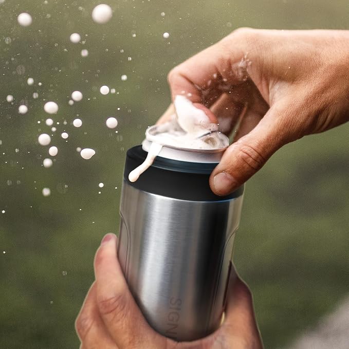 Universal Can Cooler - Signice 3 in 1 Insulated 12 oz Beer Can Insulator Stainless Steel Metal Holder for 12oz Slim Skinny Tall Standard Cans Bottle Hard Seltzer Soda Energy Drinks (Aurora)