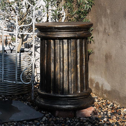 Decorative Roman Column Pedestal, Black Bronze, MGO Cement with Fiber, Classical Garden Pillar, Indoor Outdoor Decor, 19.7inch Height, Wrap Foam Safely Delivered from Local Warehouse