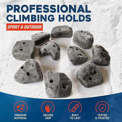 10 Large Screw On Rock Climbing Holds for Rock Wall Grips Made in USA | Rock Climbing Holds for Indoor Outdoor Play Set, Garage Gym, Bouldering, Trees - Rocky Mountain Climbing Gear