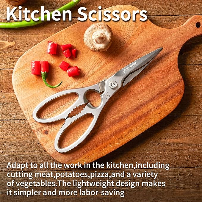 Kitchen Scissors Heavy Duty Ultra Sharp Multi-Purpose Kitchen Shears Stainless Steel Micro-Serrated Detachable Food Scissors for Chicken Poultry Meat Fish Herbs with Non-Slip Safe Grip
