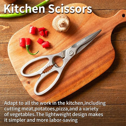 Kitchen Scissors Heavy Duty Ultra Sharp Multi-Purpose Kitchen Shears Stainless Steel Micro-Serrated Detachable Food Scissors for Chicken Poultry Meat Fish Herbs with Non-Slip Safe Grip