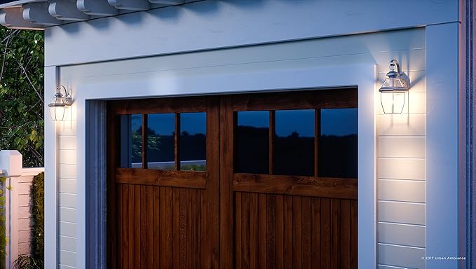 Urban Ambiance Luxury Colonial Outdoor Wall Light, Small Size: 11.5" H x 7" W, with Tudor Style Elements, Versatile Design, Classy Aged Silver Finish and Beveled Glass, UQL1141