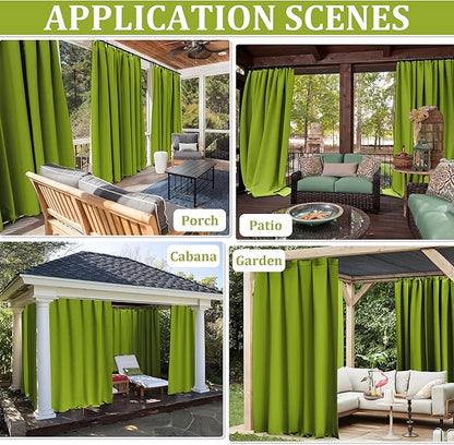 Gazebo Universal Replacement Privacy Curtain,12'×20' Gazebo Outdoor Waterproof Curtains, 4-Panels Sidewall Curtains with Double Zipper for Patio Canopy, Garden and Backyard (Curtain Only)