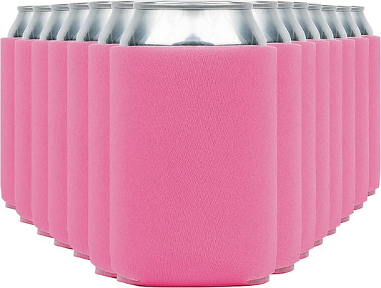 Blank Beer Can Cooler Sleeves (110-Pack) Soft Insulated Beer Can Coolies - HTV Friendly Blank Koolies in Bulk for Beer Cans & Bottles - Coolie Blanks for Vinyl Projects & Wedding Favors (Pink)