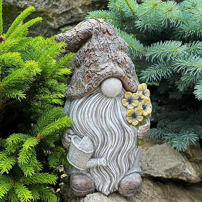 Mood Lab Garden Gnome - Key Hider Gnome Figurine - 9.25 Inch Lawn Statue - for Outdoor or House Decor